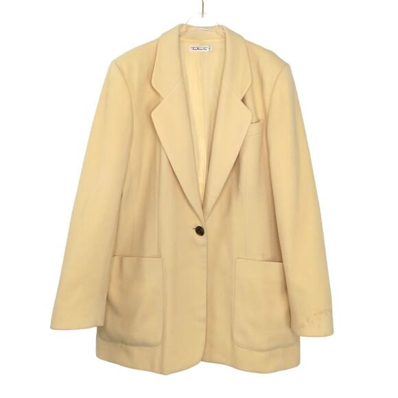 1980s Vintage Talbots Cream Blazer Jacket Twee Glam Retro Vintage Coat Medium - Picture 1 of 11